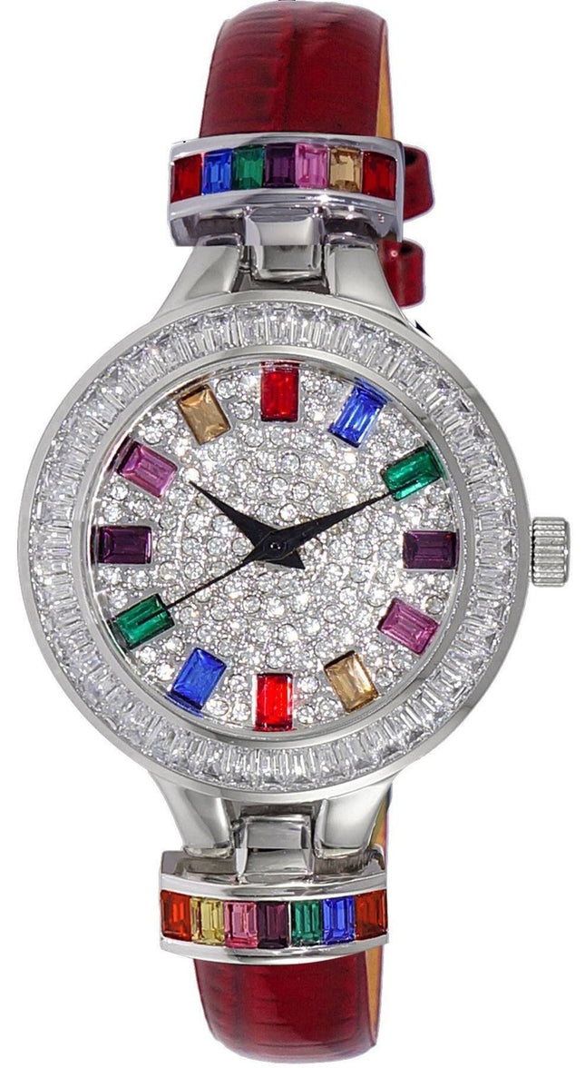 Adee Kaye Gems Collection Crystal Accenter Flerfärgad österrikisk stenurtavla Quartz AK2522-LCRD Damklocka