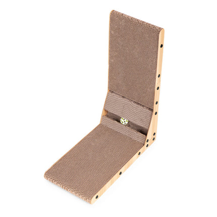FURVEO - Cardboard Corner Cat Scratcher Bed with Toy Petsi
