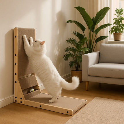 FURVEO - Cardboard Corner Cat Scratcher Bed with Toy Petsi