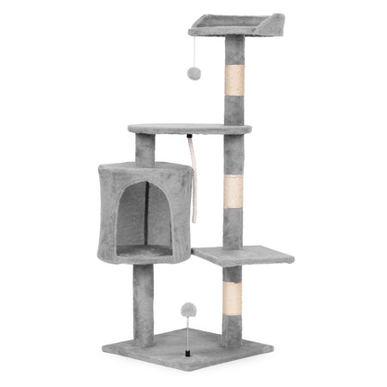 FURVEO - Cat Scratching Post Tower with House, 110 cm Gray