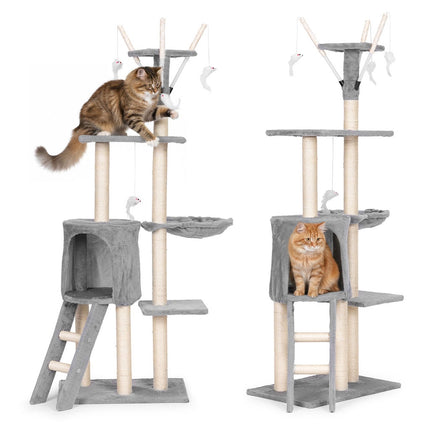 FURVEO - Cat Scratching Tower with Hammock and Sisal Posts, 134 cm