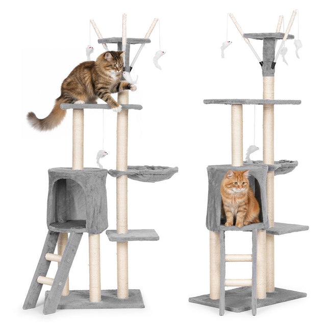 FURVEO - Cat Scratching Tower with Hammock and Sisal Posts, 134 cm