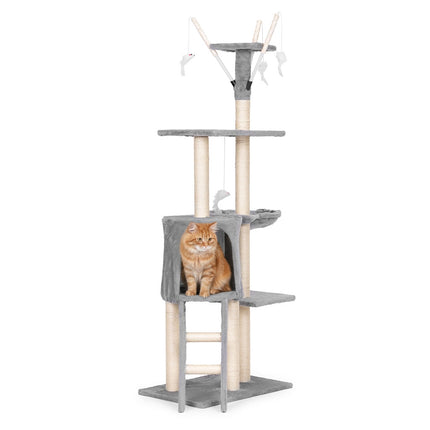 FURVEO - Cat Scratching Tower with Hammock and Sisal Posts, 134 cm