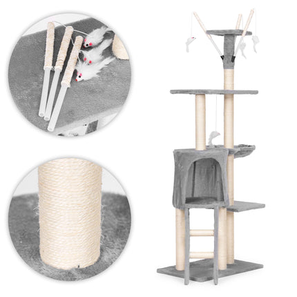 FURVEO - Cat Scratching Tower with Hammock and Sisal Posts, 134 cm