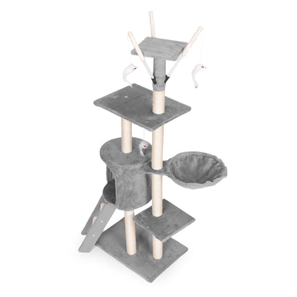 FURVEO - Cat Scratching Tower with Hammock and Sisal Posts, 134 cm