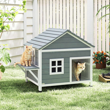 PAWROOM - Outdoor Cat House, Elevated Design, Waterproof Roof