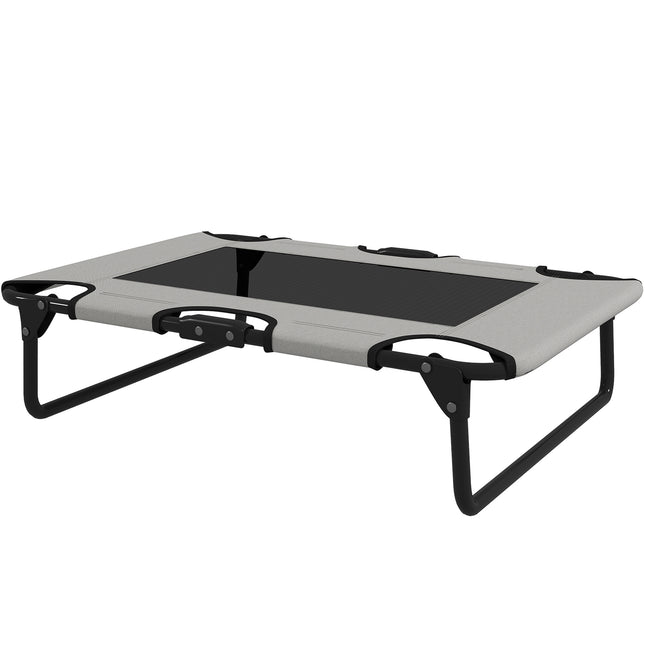 PAWROOM - Korotettu koiransänky Kokoontaittuva lemmikkisänky ulkona oleva koiran lepotuoli verkkosuunnittelulla Hengittävä pienille ja keskikokoisille koirille Vaaleanharmaa Oxford 75 x 51 x 18 cm