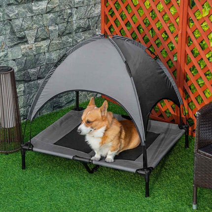PAWROOM - Dog bed with ventilating canopy, Grey, 92x76x90 Cm