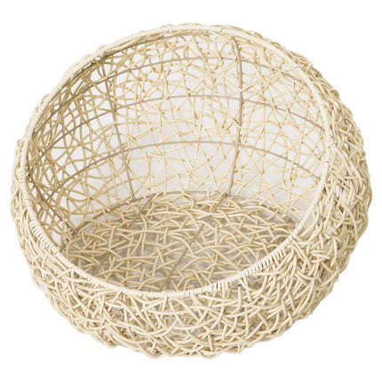 PAWROOM - Kissansänky Rottinkista Mukava Kissan Luola Tyynyllä, Kissankori & Koiransänky, Beige, Ø56X35Cm