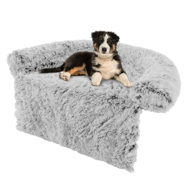 PAWROOM - Pehmoinen koiransänky liukumattomalla pohjalla, irrotettava pestävä päällinen ja pehmeä pehmuste, keskikokoinen 112 x 101 cm, harmaa-valkoinen