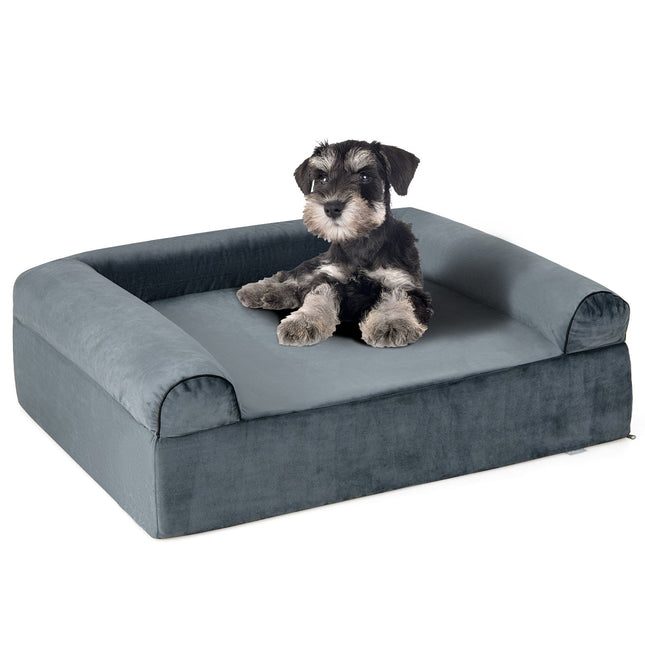 PAWROOM - Ortopedinen koiranpeti niveltulehdukseen, pestävä päällinen, harmaa