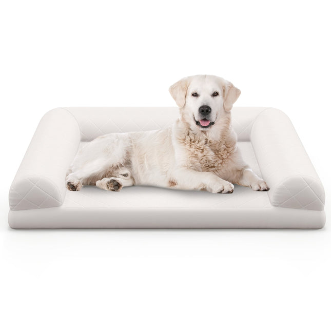 PAWROOM - Ortopedinen koiranpeti keskikokoisille koirille, munanmuotoinen vaahtomuovi, beige