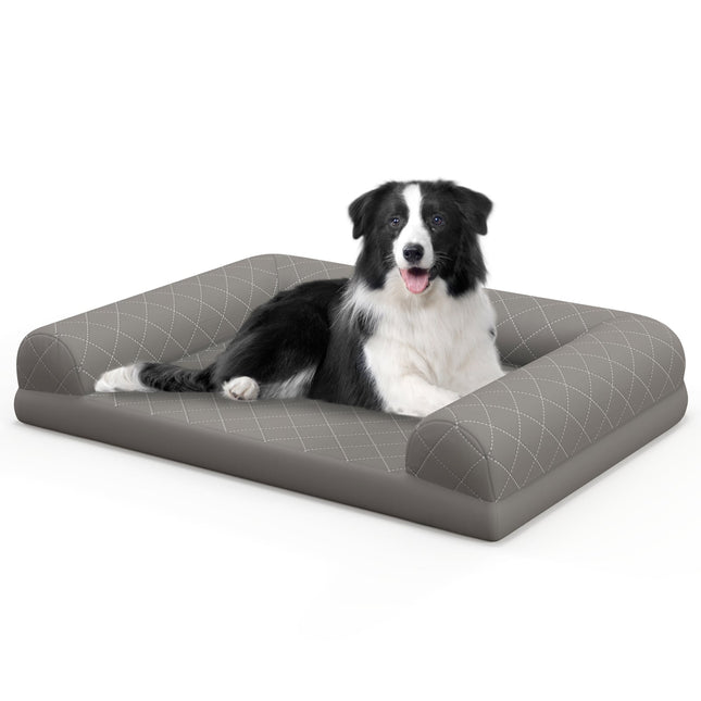 PAWROOM - Ortopedinen koiranpeti, keskikokoinen, munanmuotoinen vaahtomuovi, harmaa