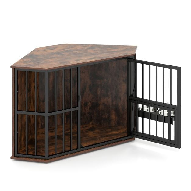 PAWROOM - Kulmakoiran häkki, 114x60x68 cm, säädettävä ruokinta-/ruokailutila