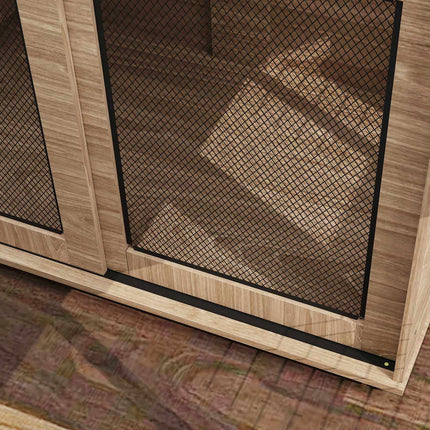 PAWROOM - Koiran häkkikalusteet, koiranlaatikko 2 lukittavalla ovella, sivupöytä kotiin, koirankoti suurille alle 30 kg koirille, teräs, 98 x 60 x 78 cm, pähkinä