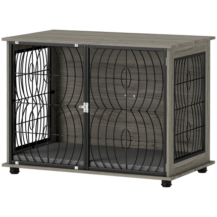 PAWROOM - Indoor dog box with cushion and window - large, grey