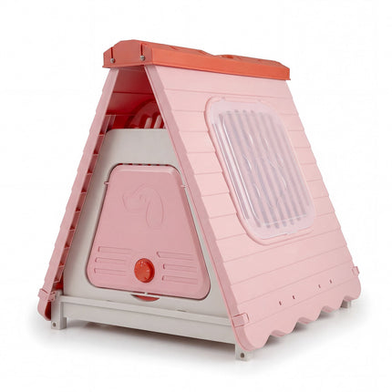 PAWROOM - Outdoor Dog House with Ventilated Windows, Foldable, Pink