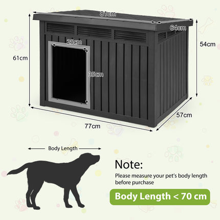 PAWROOM - Dog House, Weatherproof Hinged Roof, Medium 81x64x61cm