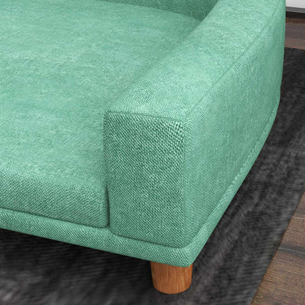 PAWROOM - Koirasohva Mukava Lemmikkisohva Tyynyllä, Ihanteellinen Isoille Koirille, Korotettu Muotoilu, Puiset Jalat, Vihreä, 98X67X25Cm