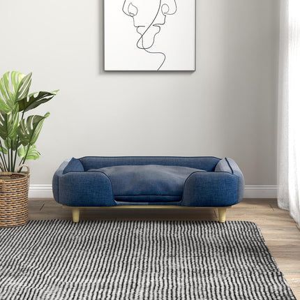 PAWROOM - Koiransänky Koiran Tyyny Koirakori Koiran Sohva Puiset Jalat, Polyesteri, Tummansininen, 96 X 66 X 24 Cm