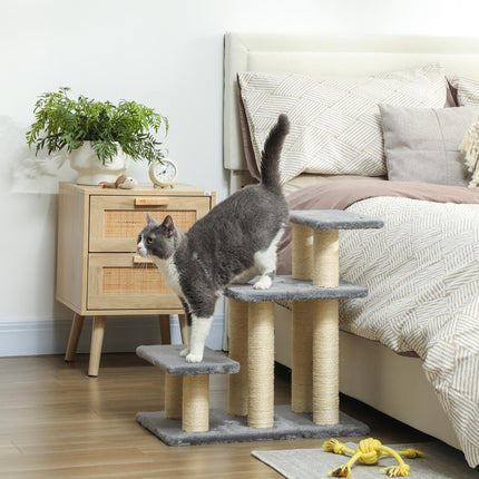 PAWROOM - Lemmikkiportaat, 3 askelmaa, 54 cm, sisalista valmistetut raapimistolpat