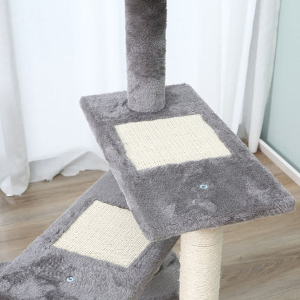 PAWROOM - Kiipeilypuu Kissoille Leikki- Ja Raaputustolppa Portailla, 5 Tasoa, Beige/Harmaa, 48X48X99,5Cm