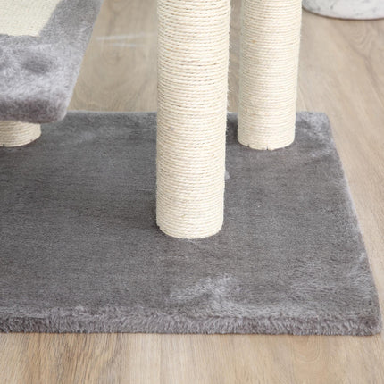 PAWROOM - Kiipeilypuu Kissoille Leikki- Ja Raaputustolppa Portailla, 5 Tasoa, Beige/Harmaa, 48X48X99,5Cm
