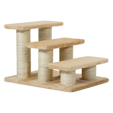 PAWROOM - 3-step plush stairs for dogs and cats, cream, 45x35x34 cm