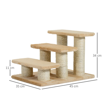 PAWROOM - 3-step plush stairs for dogs and cats, cream, 45x35x34 cm