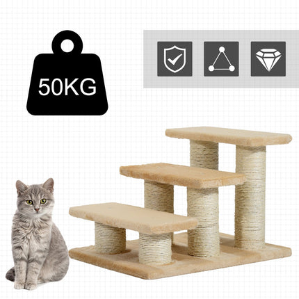 PAWROOM - 3-step plush stairs for dogs and cats, cream, 45x35x34 cm
