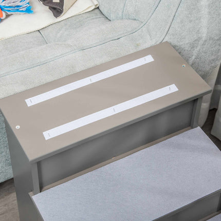 PAWROOM - Lemmikkiportaat, 4 askelmaa, pehmeä matto, 30 kg kapasiteetti, harmaa