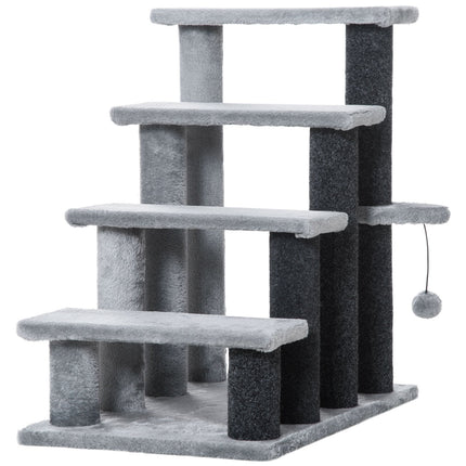 PAWROOM - Pet step with scratching post, 4 steps grey, 60x40x64 cm