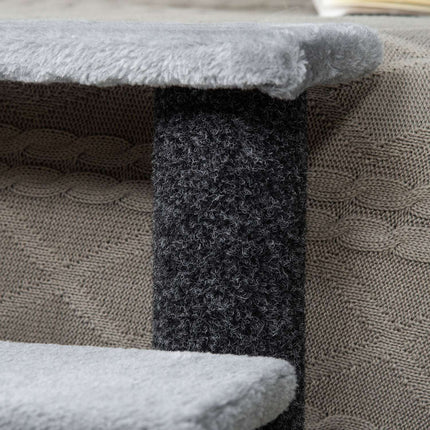 PAWROOM - Pet step with scratching post, 4 steps grey, 60x40x64 cm