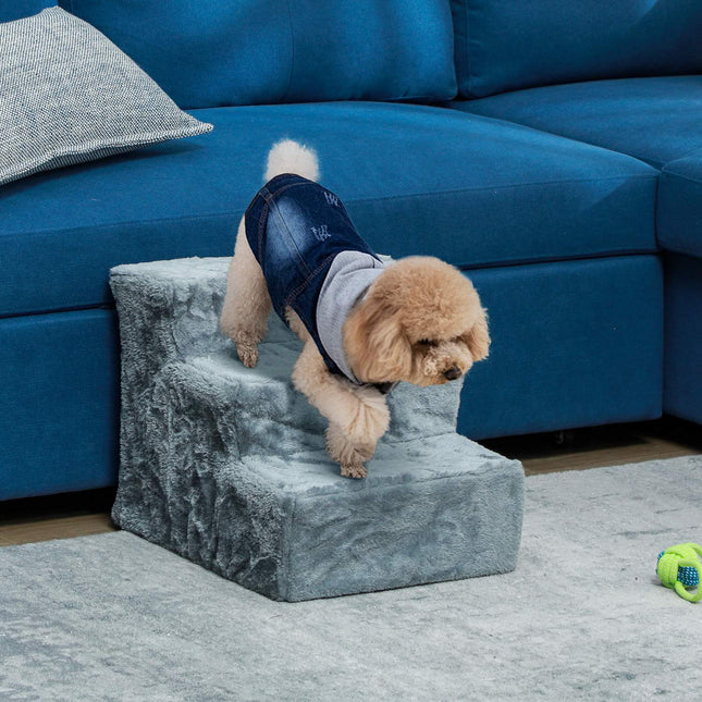 PAWROOM - Pet Stairs 3-Step Plush Look, cats and small dogs, 5 kg