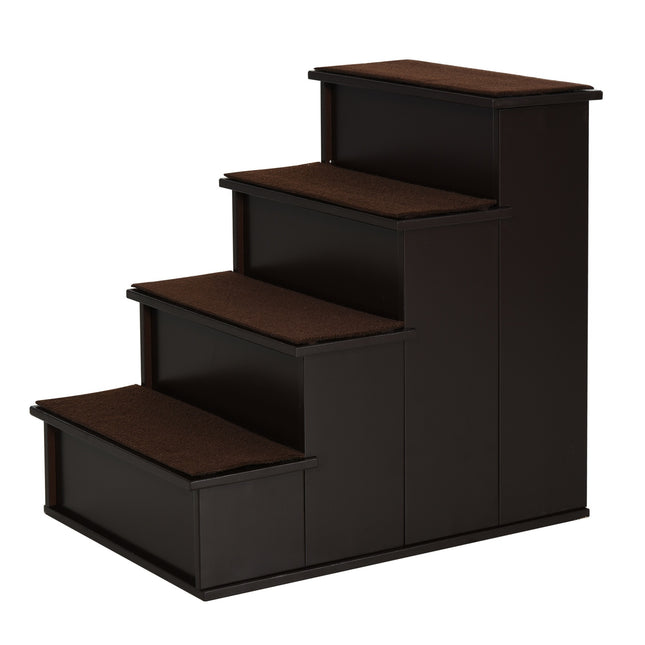 PAWROOM - Pet stairs with carpet - MDF, dark brown, 40x59x54 cm