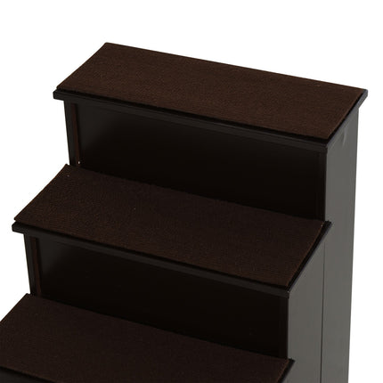 PAWROOM - Lemmikkien portaat, koiran portaat/kissan portaat matolla, sisääntuloapu, MDF, tummanruskea, 40x59x54,2cm