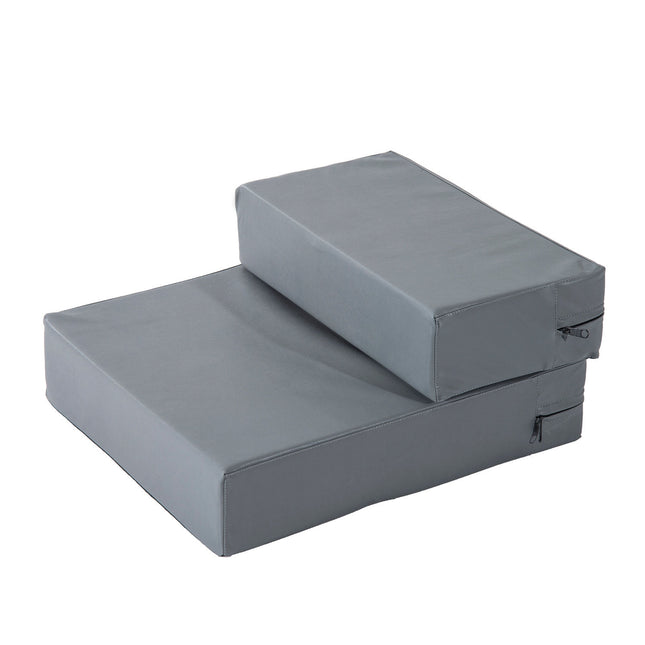 PAWROOM - Pet Stairs Kokoontaitettava 2-Vaiheinen Pet Underlay Kissoille Ja Koirille, Harmaa, L45Xl39Xk20 Cm