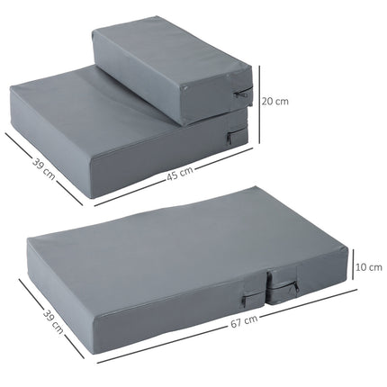 PAWROOM - Foldable 2-Step Pet Stairs for Cats and Dogs, Grey, 45x39x20cm