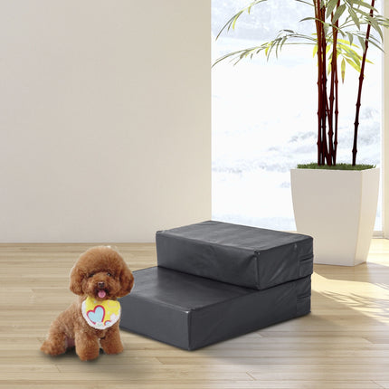 PAWROOM - Pet stairs with folding mat, 2 steps for dogs and cats, black