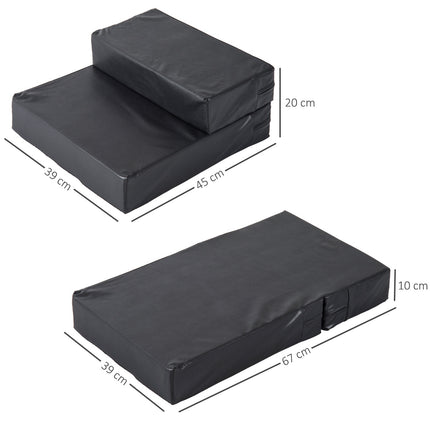 PAWROOM - Pet stairs with folding mat, 2 steps for dogs and cats, black