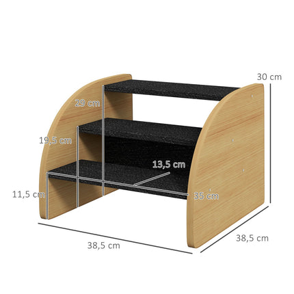 PAWROOM - Koiraportaat 3 Askelmaa, Lemmikkien Portaat Sivuseinällä, Koiraramppi Pienille Koirille Enintään 10 Kg, Kissan Portaat Sohvalle, Sänky, Liukumaton, Tammi