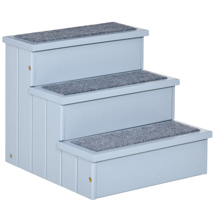 PAWROOM - Pet Stairs Koiran Portaat 3 Askelmaa & Matto, Säilytystila, Harmaa, 40,5X44,5X38 Cm
