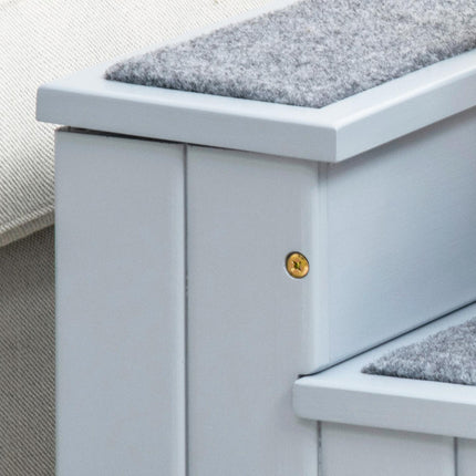 PAWROOM - Pet Stairs Koiran Portaat 3 Askelmaa & Matto, Säilytystila, Harmaa, 40,5X44,5X38 Cm