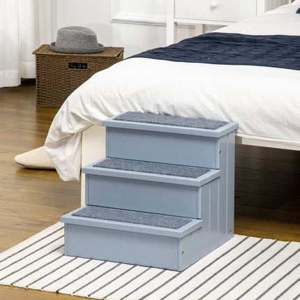 PAWROOM - Pet Stairs Koiran Portaat 3 Askelmaa & Matto, Säilytystila, Harmaa, 40,5X44,5X38 Cm