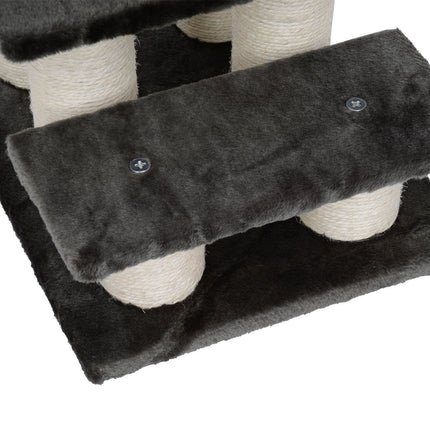 PAWROOM - Pet Portaat Kissoille Ja Koirille 3-Vaiheiset Koiraportaat & Kissan Portaat, Pehmo, Tummanharmaa, 45X35X34Cm