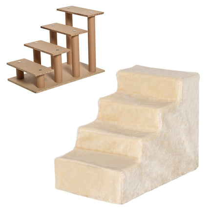 PAWROOM - Pet stairs, 4-step ramp with removable cover, beige