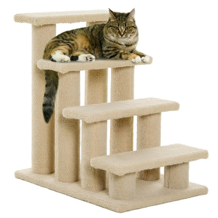 PAWROOM - Animal Stairs Koirat Kissat 4-Step Pehmo Beige 63,5X43X60Cm