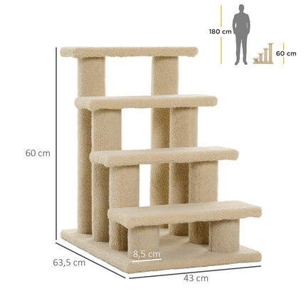 PAWROOM - Animal Stairs Koirat Kissat 4-Step Pehmo Beige 63,5X43X60Cm