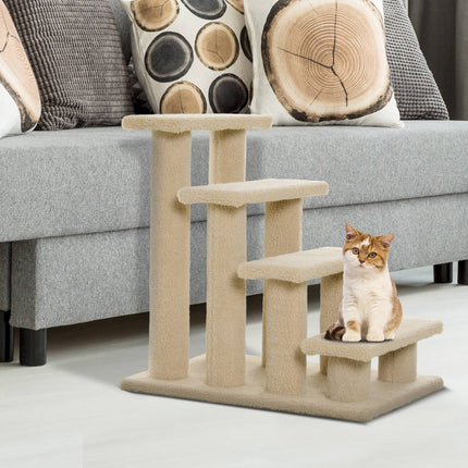 PAWROOM - Animal Stairs Koirat Kissat 4-Step Pehmo Beige 63,5X43X60Cm