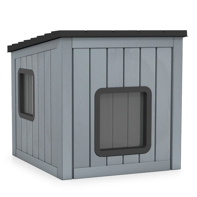 PAWROOM - Weatherproof Plastic Cat House with Dual PVC Doors